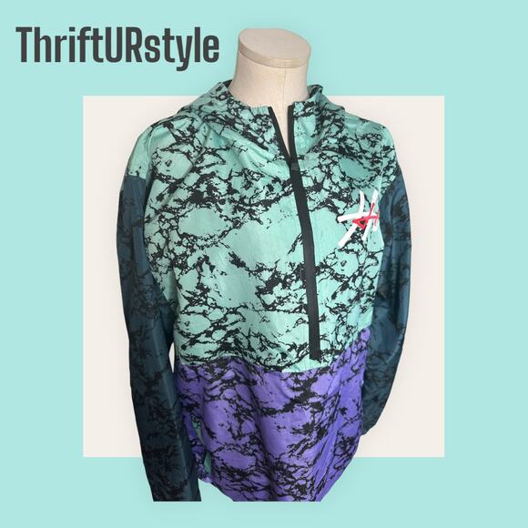 ENCRYPTED‎ NYC retro Y2K HUSTLE tri-color windbreaker Large - Picture 4 of 6